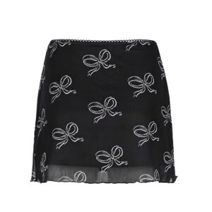 Edolie Bow Printed Mesh Skirt