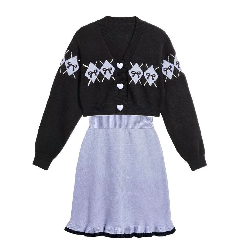 Flicka Argyle Cardi + Knit Camisole Dress Sets