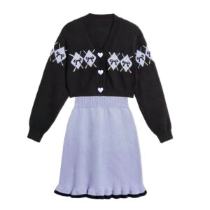 Flicka Argyle Cardi + Knit Camisole Dress Sets